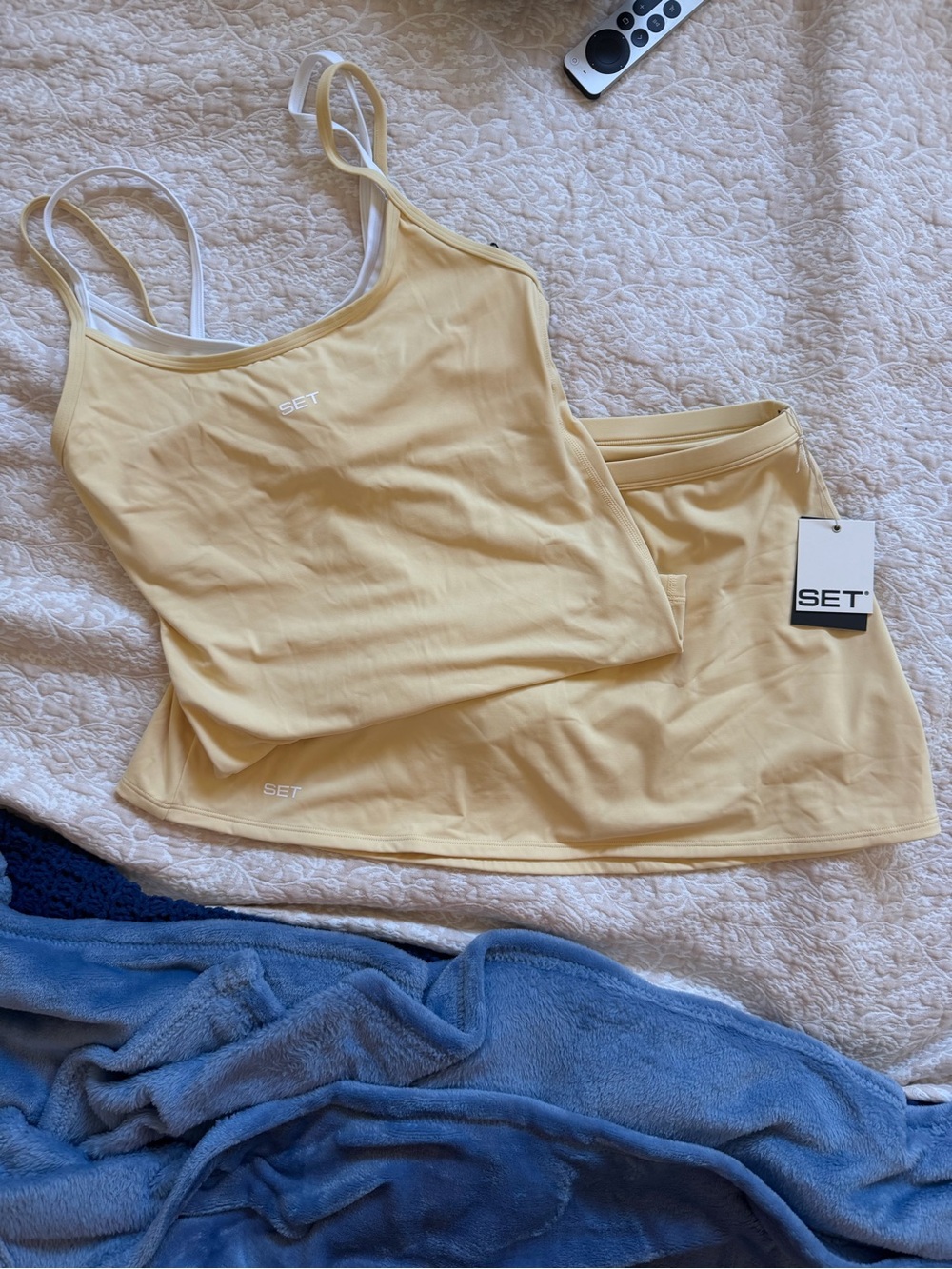 SET Active Pale Yellow Tank Top and Skort Set - Picture 1 of 5